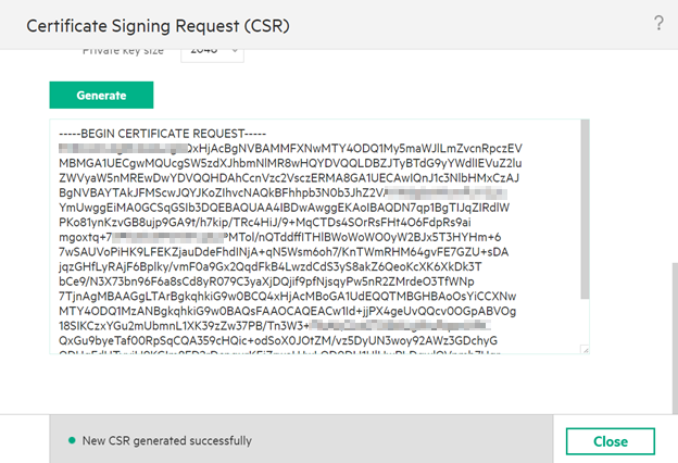 SP Certificate Signing Request content